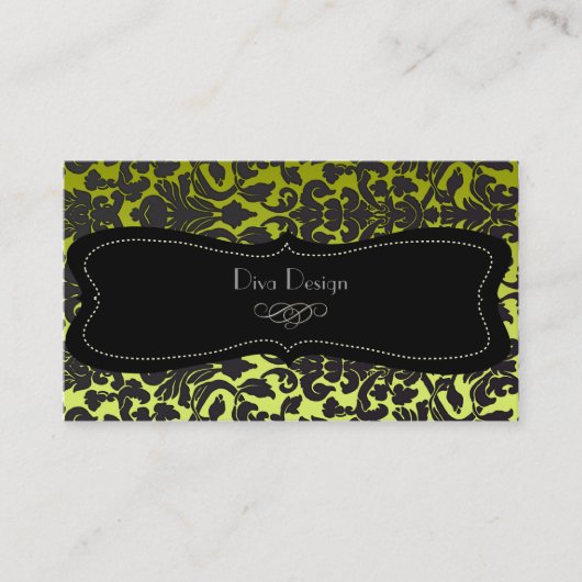 PixDezines diy background/ /black flora damask 名刺 (正面)