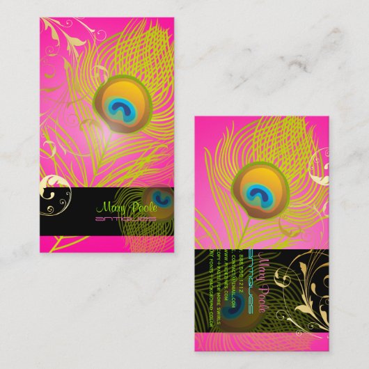 PixDezines diy background/peacock+filigree 名刺 (正面/裏面)