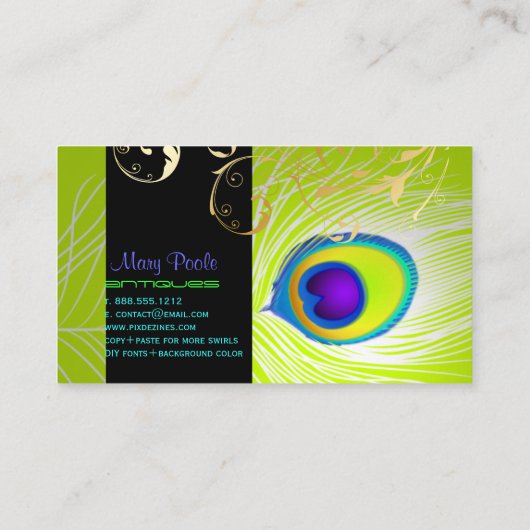 PixDezines diy background/peacock+filigree 名刺 (裏面)