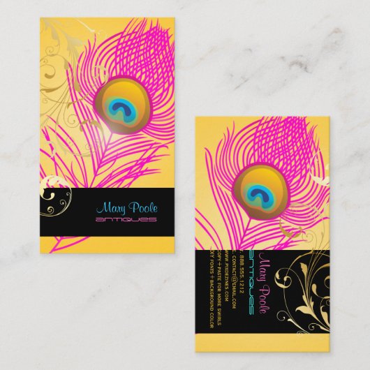 PixDezines diy background/peacock+filigree 名刺 (正面/裏面)