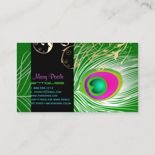 PixDezines diy background/peacock+filigree 名刺 (裏面)