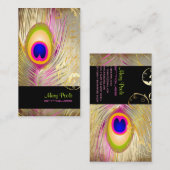 PixDezines DIY background/peacock+filigree swirls 名刺 (正面/裏面)