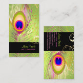 PixDezines DIY background/peacock+filigree swirls 名刺 (正面/裏面)