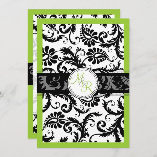 PixDezines diy color/pavo damask 招待状 (正面/裏面)