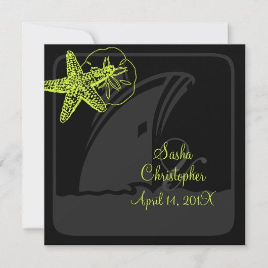 PixDezines diy color/Starfish/ビーチ+クルーズ船 招待状 (正面)