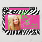 PixDezines diy colors/2012 Grads、zebra print 招待状 (正面/裏面)