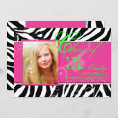 PixDezines diy colors/2016 Grads、zebra print 招待状 (正面/裏面)