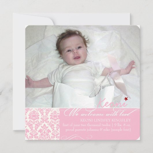 PixDezines diy colors、fotosの誕生の発表 案内状 (正面)