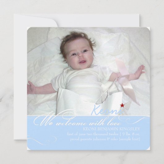 PixDezines diy colors、fotosの誕生の発表 案内状 (正面)