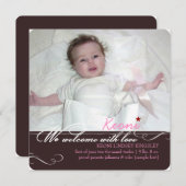 PixDezines diy colors、fotosの誕生の発表 案内状 (正面/裏面)