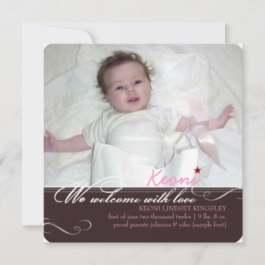 PixDezines diy colors、fotosの誕生の発表 案内状 (正面)