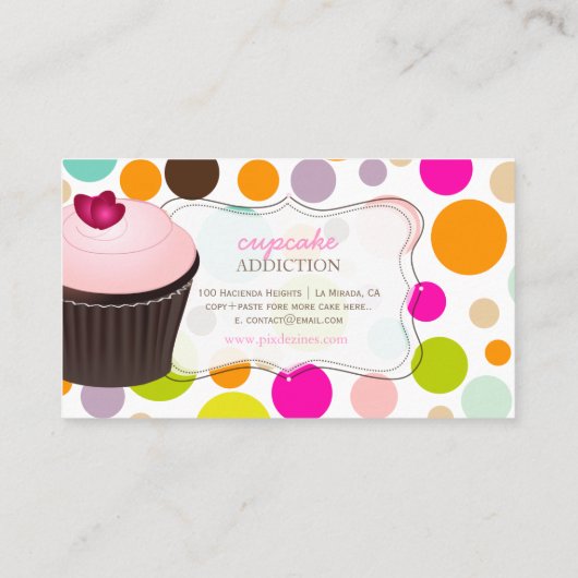 PixDezines diy cupkake+rainbow水玉模様 名刺 (裏面)