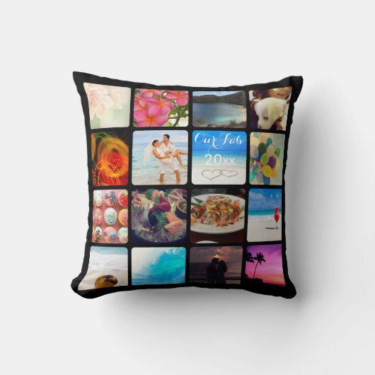 PixDezines DIY Instagramコラージュ写真、DIYカラー クッション (正面)