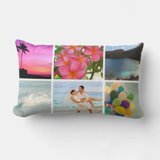 PixDezines DIY Instagram Collage写真、DIYカラー ランバークッション (正面)