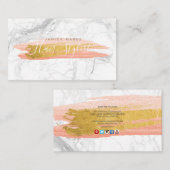 PIXDEZINES DIY PROFESSION|白大理石フェイク金ゴールド 名刺 (正面/裏面)