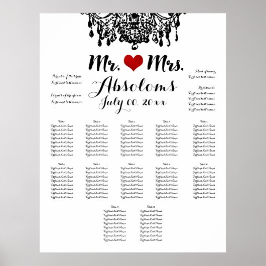 PixDezines DIYColor/シャンデリア/シーティングチャート ポスター (正面)