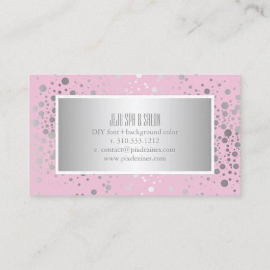 PixDezines DIYcolors/眩しい銀フェイクの斑点 名刺 (裏面)