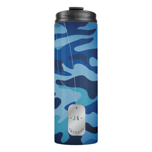 PixDezines Dogtag Monogram Marine Blue Camouflage タンブラー (正面)