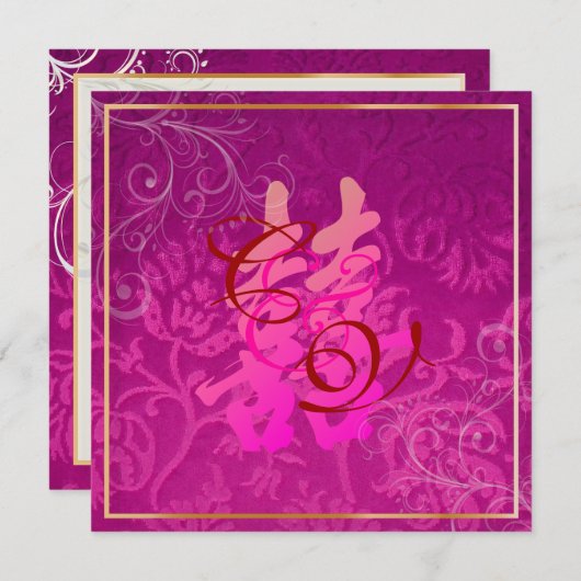 PixDezines Double Happines, 結婚's 招待状 (正面/裏面)