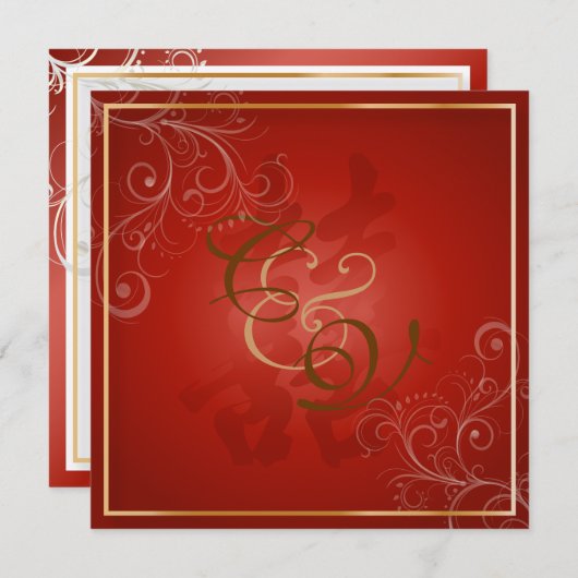 PixDezines Double Happines, 結婚's 招待状 (正面/裏面)