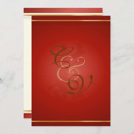 PixDezines Double Happines, 結婚's 招待状 (正面/裏面)