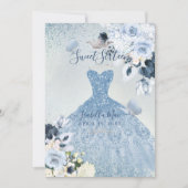 PixDezines Dusty BlueバラSweet sixteen 招待状 (正面)
