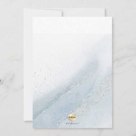 PixDezines Dusty Blue Silver Christening 1st BD 招待状 (裏面)