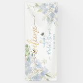 PixDezines Dusty Blue Water color Sweet Pea Flower 横断幕 (縦)