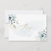 PixDezines Dusty Blue Winter Cotton RSVPカード 招待状 (裏面)