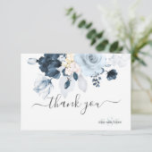 PixDezines Dusty Navy Blueバラありがとう サンキューカード (スタンド正面)