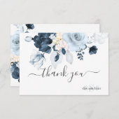 PixDezines Dusty Navy Blueバラありがとう サンキューカード (正面/裏面)