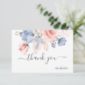 PixDezines Dusty Navy Blue赤面バラありがとう サンキューカード (スタンド正面)