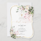 PixDezines Dusty Pink、水素朴色洗礼 招待状 (正面)