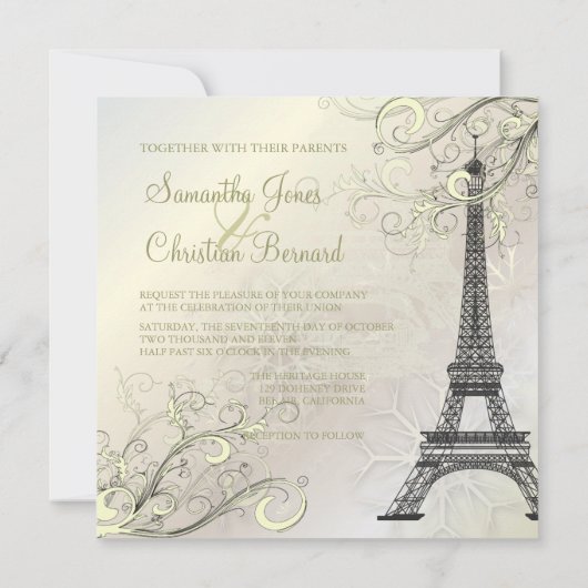 PixDezines EIFFEL PARIS+SNOWFLAKES INVITATIONS 招待状 (裏面)