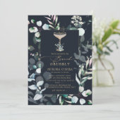 PixDezines Eucalyptusネイビー素朴ブルンシーバブリー 招待状 (スタンド正面)