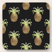 PixDezines Faux Gold Pineapples/DIY background コースター (正面)