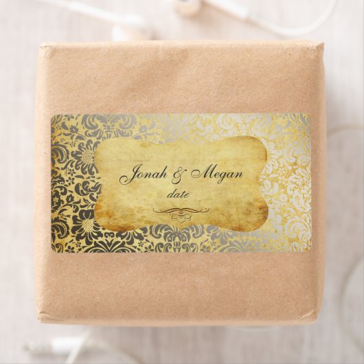 PixDezines Felinaフェイク、Silver Fidora Damask ラベル (インサイチュ)