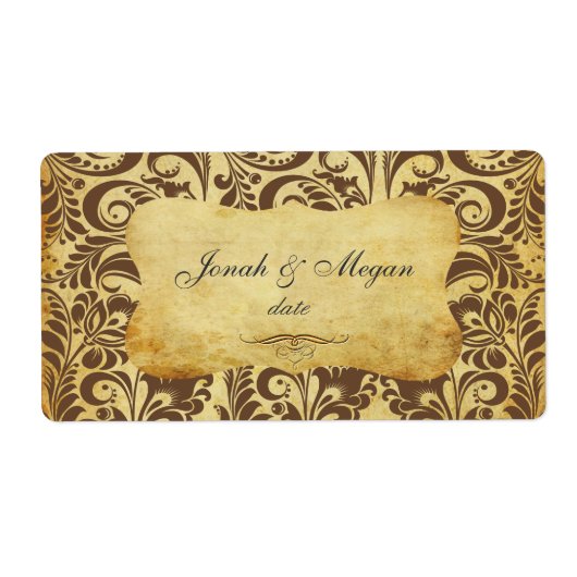 PixDezines Felinaフェイク、Silver Fidora Damask ラベル (正面)