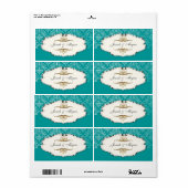 PixDezines Felina、ティール（緑がかった色）+パールダマスク14 ラベル (フルシート)