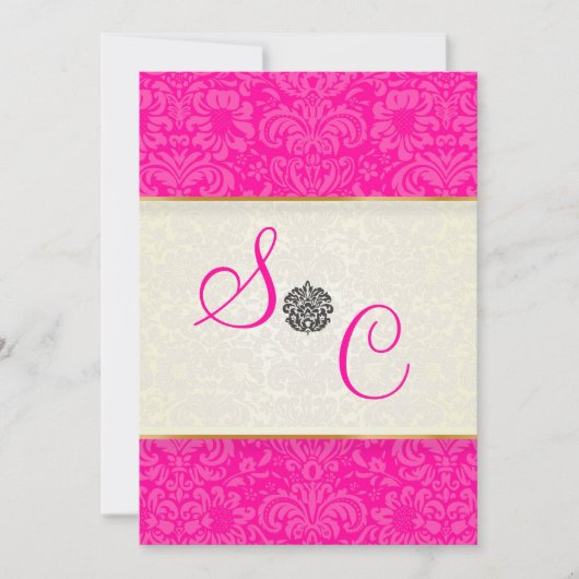 PixDezines Fidoraヴィンテージダマスク 招待状 (正面)