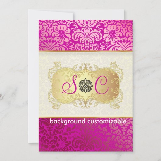 PixDezines Fidora ヴィンテージ ダマスク 招待状 (正面)