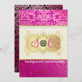 PixDezines Fidora ヴィンテージ ダマスク 招待状 (正面/裏面)