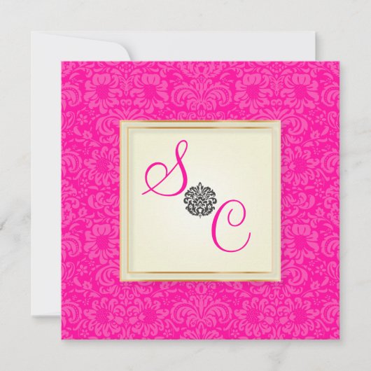 PixDezines Fidora ヴィンテージ ダマスク 招待状 (正面)