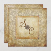 PixDezines Fidora、ヴィンテージDamask 招待状 (正面/裏面)