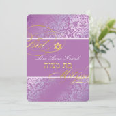 PixDezines Fidora Damask、バルミツワー/DIYカラー 招待状 (スタンド正面)