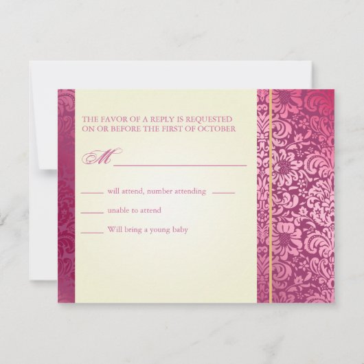 PixDezines Fidora Damask RSVPカード (裏面)