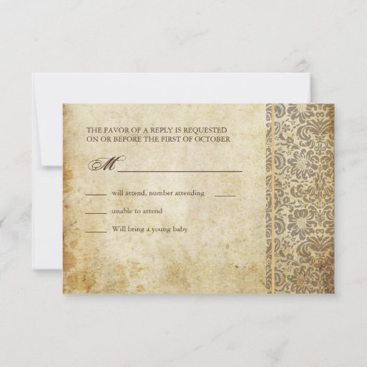 PixDezines Fidora Damask RSVPカード (裏面)