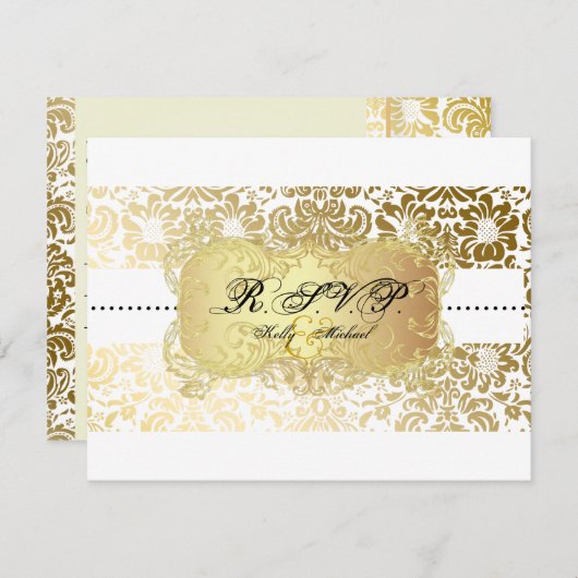 PixDezines Fidora Damask RSVPカード(5x7が必要) 出欠カード (正面/裏面)
