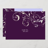 PixDezines filigree渦巻き/ダイカラー、プラム 招待状 (正面/裏面)