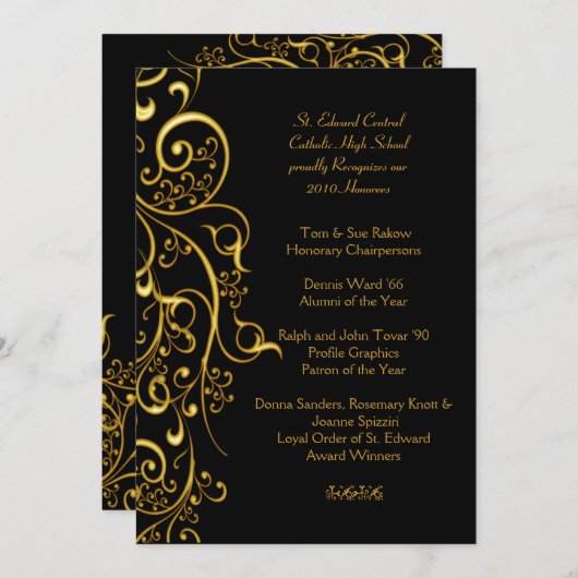 PixDezines FILIGREE スワール / フェイク ゴールド 招待状 (正面/裏面)